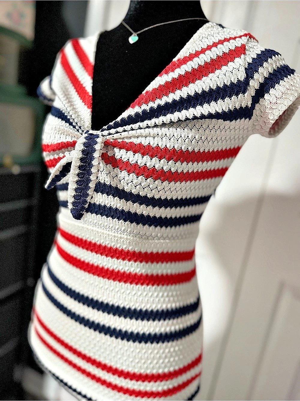 Guess Striped Tie Front Mini Dress in Red & White Size XS Like New